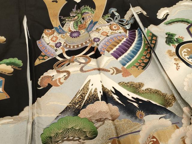 平和屋着物[]お宮参り　男の子　祝着　産着　初着　のしめ　兜　風景宝船文　暈し染め　金銀彩　逸品　AABH2956ja