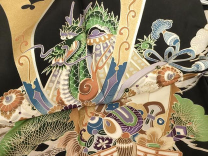 平和屋着物[]お宮参り　男の子　祝着　産着　初着　のしめ　兜　風景宝船文　暈し染め　金銀彩　逸品　AABH2956ja