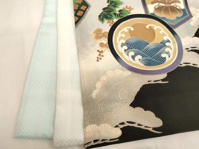 平和屋着物[]お宮参り　男の子　祝着　産着　初着　のしめ　兜　風景宝船文　暈し染め　金銀彩　逸品　AABH2956ja