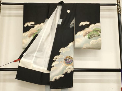 平和屋着物[]お宮参り　男の子　祝着　産着　初着　のしめ　鷹　兜　暈し染め　金彩　逸品　AABH2957ja