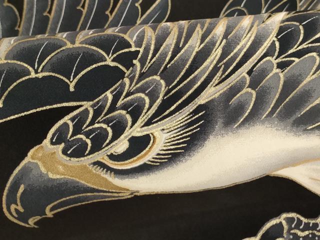 平和屋着物[]お宮参り　男の子　祝着　産着　初着　のしめ　鷹　兜　暈し染め　金彩　逸品　AABH2957ja