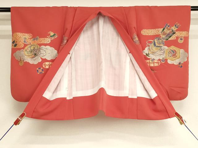 平和屋着物[]七五三　男の子　5歳　祝着・羽織・長襦袢（単衣）セット　兜　金銀彩　AABH2958ja