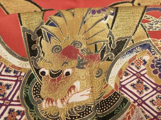 平和屋着物[]七五三　男の子　5歳　祝着・羽織・長襦袢（単衣）セット　兜　金銀彩　AABH2958ja