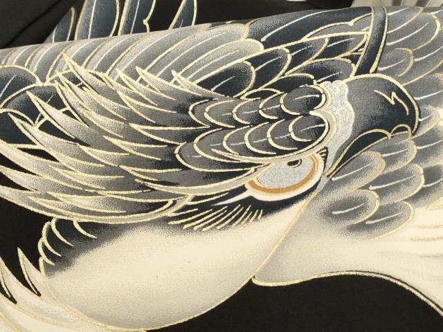 平和屋着物[]お宮参り　男の子　祝着　産着　初着　のしめ　鷹　扇面吉祥文　暈し染め　金銀彩　逸品　AABH2960ja
