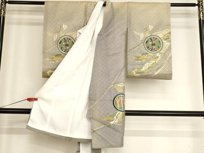 平和屋着物[]お宮参り　男の子　祝着　産着　初着　のしめ　刺繍　兜　吉祥丸文　金糸　金彩　逸品　AABH2961ja