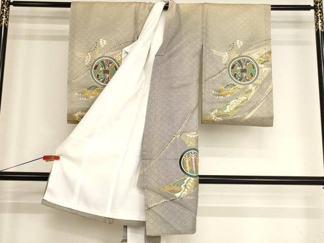 平和屋着物[]お宮参り　男の子　祝着　産着　初着　のしめ　刺繍　兜　吉祥丸文　金糸　金彩　逸品　AABH2961ja