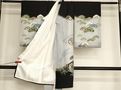 平和屋着物[]お宮参り　男の子　祝着　産着　初着　のしめ　鷹　吉祥松文　暈し染め　金彩　逸品　AABH2964ja