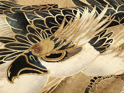 平和屋着物[]お宮参り　男の子　祝着　産着　初着　のしめ　刺繍　鷹　吉祥文　暈し染め　金糸　金彩　逸品　AABH2966ja