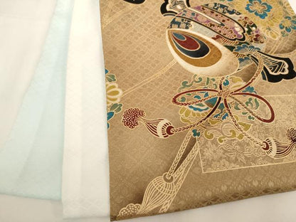 平和屋着物[]お宮参り　男の子　祝着　産着　初着　のしめ　刺繍　鷹　吉祥文　暈し染め　金糸　金彩　逸品　AABH2966ja