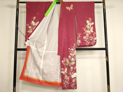 平和屋着物[]七五三　女の子　７歳　祝着　四つ身　花蝶文　兎　金彩　AABH2970ja