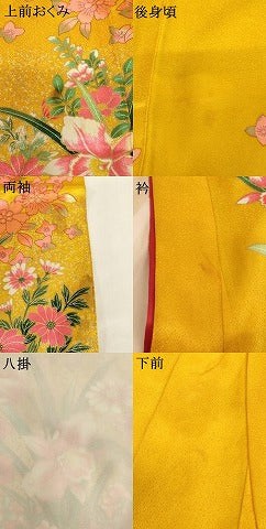 平和屋着物[]七五三　女の子　７歳　祝着　四つ身　草花文　暈し染め　金彩　AABH2973ja
