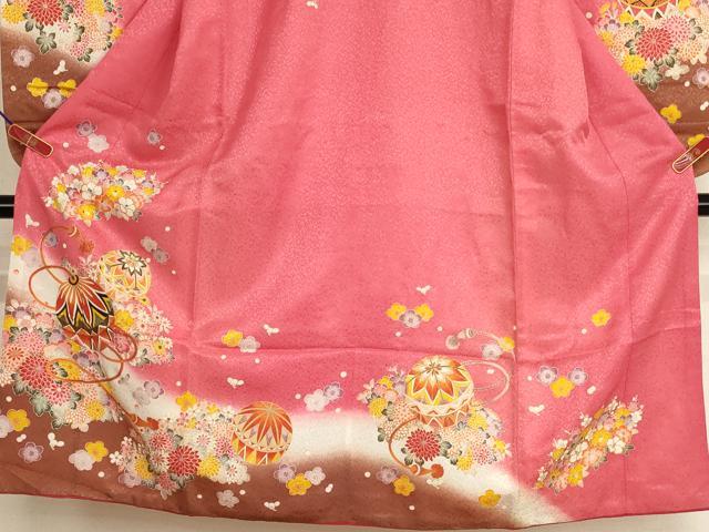 平和屋着物[]七五三　女の子　７歳　祝着　四つ身　花手毬文　暈し染め　金彩　AABH2977ja