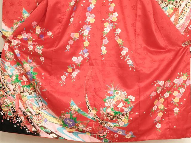 平和屋着物[]七五三　女の子　７歳　祝着　四つ身　花車文　金彩　AABH2978ja