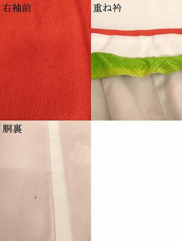 平和屋着物[]七五三　女の子　７歳　祝着　四つ身　花蝶文　薔薇　金銀彩　銀通し地　AABH2981ja