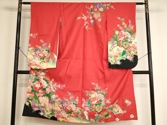 平和屋着物[]七五三　女の子　７歳　祝着　四つ身　花車文　暈し染め　金彩　AABH2982ja