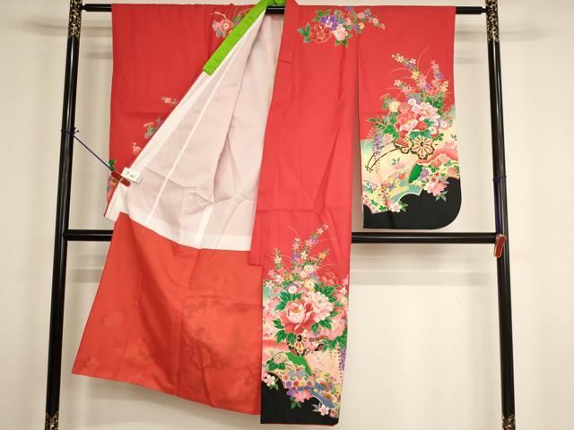 平和屋着物[]七五三　女の子　７歳　祝着　四つ身　花車文　暈し染め　金彩　AABH2982ja