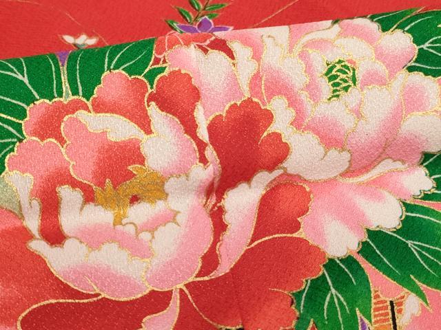 平和屋着物[]七五三　女の子　７歳　祝着　四つ身　花車文　暈し染め　金彩　AABH2982ja