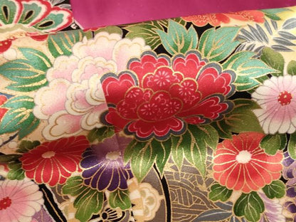 平和屋着物[]七五三 女の子 ７歳 祝着 四つ身 花車文 暈し染め 金彩 逸品 AABH2988ja