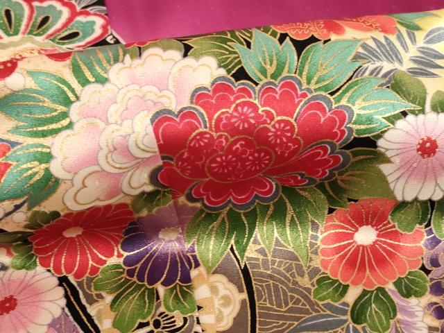 平和屋着物[]七五三 女の子 ７歳 祝着 四つ身 花車文 暈し染め 金彩 逸品 AABH2988ja