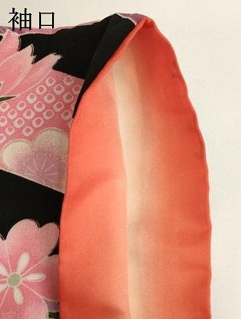 平和屋着物[]七五三　女の子　７歳　祝着　四つ身　束ね熨斗花手毬文　黒地　金彩　AABH2994ja