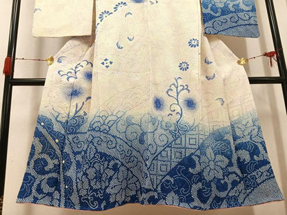 平和屋着物●訪問着　総絞り　花唐草文　暈し染め　正絹　逸品　AABH3001ph