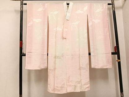 平和屋着物●振袖用長襦袢　袷　群れ鶴花地紋　暈し染め　正絹　逸品　AABH3002ph