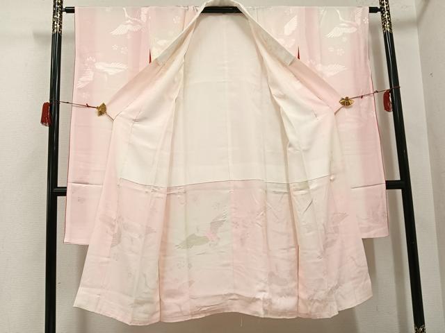 平和屋着物●振袖用長襦袢　袷　群れ鶴花地紋　暈し染め　正絹　逸品　AABH3002ph