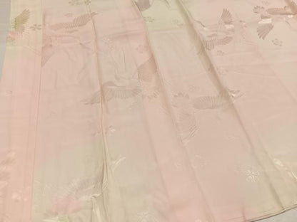 平和屋着物●振袖用長襦袢　袷　群れ鶴花地紋　暈し染め　正絹　逸品　AABH3002ph