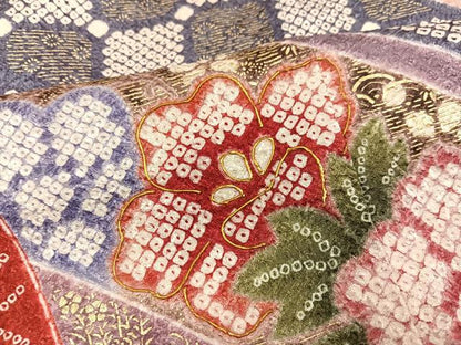 平和屋着物●豪華振袖　草花文　金彩　正絹　逸品　AABH3003ph