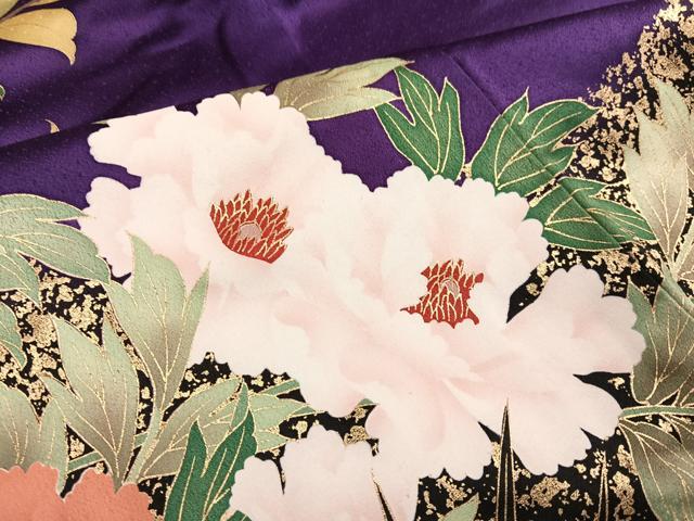 平和屋着物●豪華振袖　草花文　金彩　正絹　逸品　AABH3005ph
