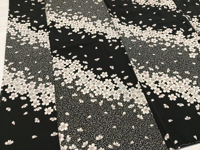 平和屋着物●上質な小紋　夜桜　黒地　正絹　逸品　未使用　AABH3008ph