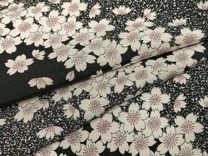 平和屋着物●上質な小紋　夜桜　黒地　正絹　逸品　未使用　AABH3008ph