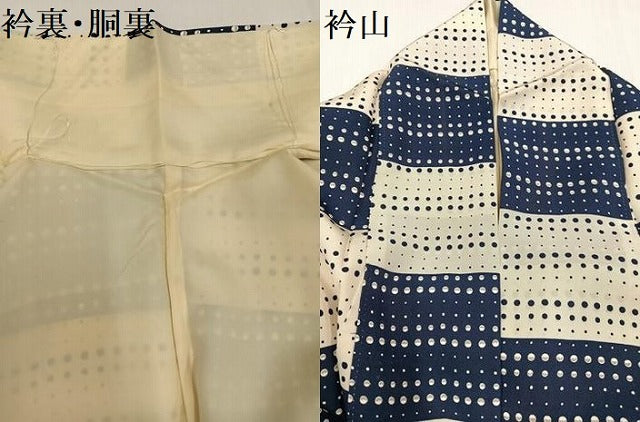 平和屋着物●上質な小紋　変わり市松　正絹　逸品　AABH3009ph