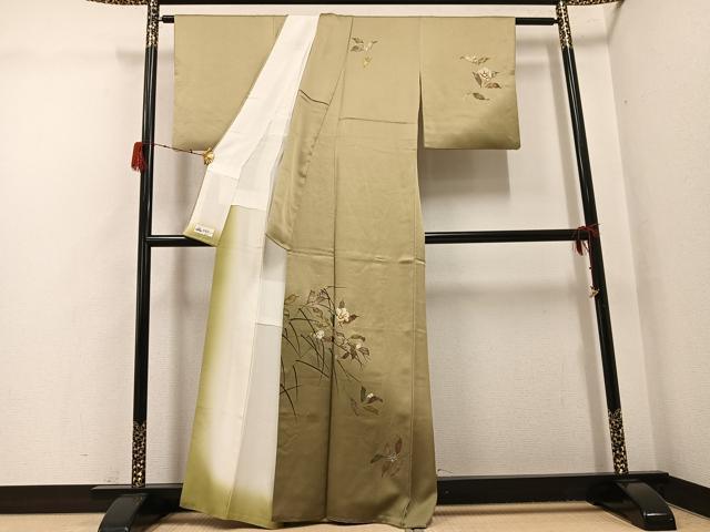平和屋着物●訪問着　螺鈿　手描き　枝花文　暈し染め　金彩　やまと誂製　正絹　逸品　AABH3010ph