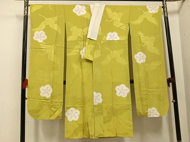 平和屋着物●振袖用長襦袢　袷　鶴　梅　正絹　逸品　AABH3011ph