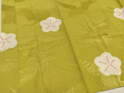 平和屋着物●振袖用長襦袢　袷　鶴　梅　正絹　逸品　AABH3011ph