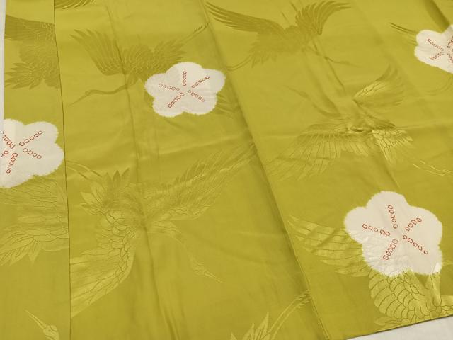 平和屋着物●振袖用長襦袢　袷　鶴　梅　正絹　逸品　AABH3011ph