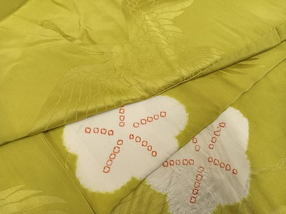 平和屋着物●振袖用長襦袢　袷　鶴　梅　正絹　逸品　AABH3011ph