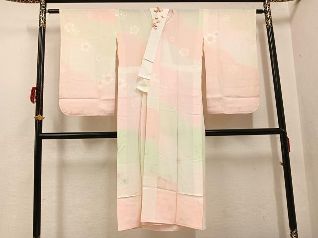 平和屋着物●長襦袢　無双仕立て　梅地紋　暈し染め　半衿刺繍　正絹　逸品　AABH3012ph