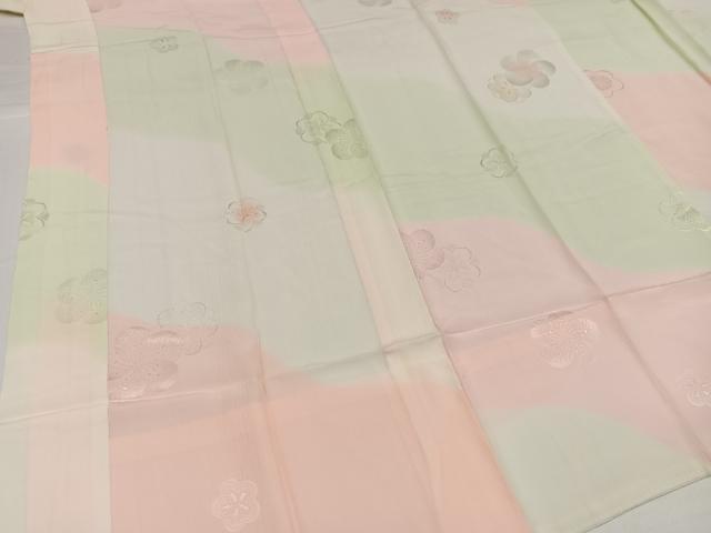 平和屋着物●長襦袢　無双仕立て　梅地紋　暈し染め　半衿刺繍　正絹　逸品　AABH3012ph