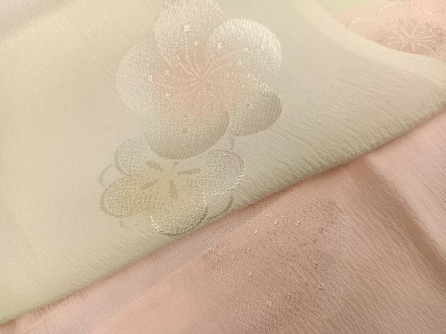 平和屋着物●長襦袢　無双仕立て　梅地紋　暈し染め　半衿刺繍　正絹　逸品　AABH3012ph