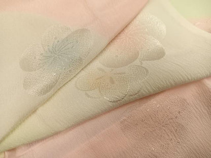 平和屋着物●長襦袢　無双仕立て　梅地紋　暈し染め　半衿刺繍　正絹　逸品　AABH3012ph