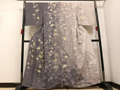 平和屋着物●訪問着　作家物　手描き　枝花文　正絹　逸品　AABH3013ph