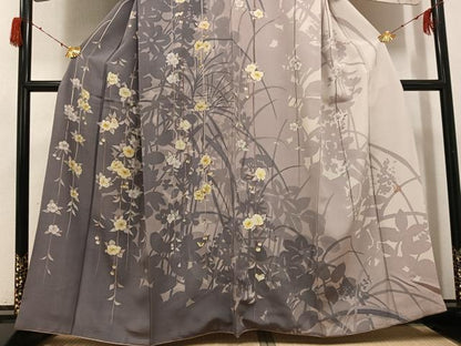 平和屋着物●訪問着　作家物　手描き　枝花文　正絹　逸品　AABH3013ph