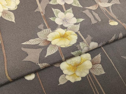 平和屋着物●訪問着　作家物　手描き　枝花文　正絹　逸品　AABH3013ph