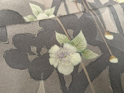 平和屋着物●訪問着　作家物　手描き　枝花文　正絹　逸品　AABH3013ph
