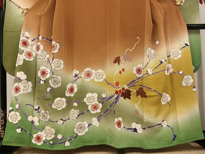 平和屋着物●豪華振袖　作家物　梅　暈し染め　金彩　鬼しぼ縮緬　正絹　逸品　AABH3015ph