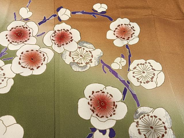 平和屋着物●豪華振袖　作家物　梅　暈し染め　金彩　鬼しぼ縮緬　正絹　逸品　AABH3015ph