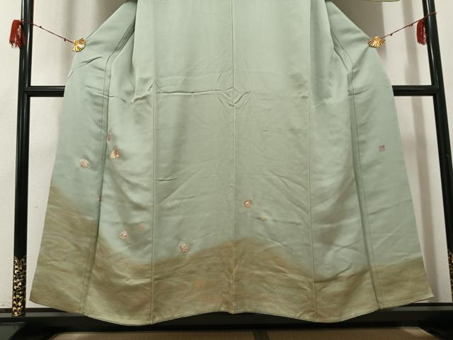 平和屋着物●訪問着　作家物　刺繍　貝合わせ花文　金彩　正絹　逸品　未使用　AABH3017ph