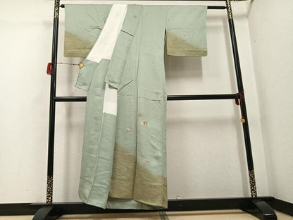 平和屋着物●訪問着　作家物　刺繍　貝合わせ花文　金彩　正絹　逸品　未使用　AABH3017ph